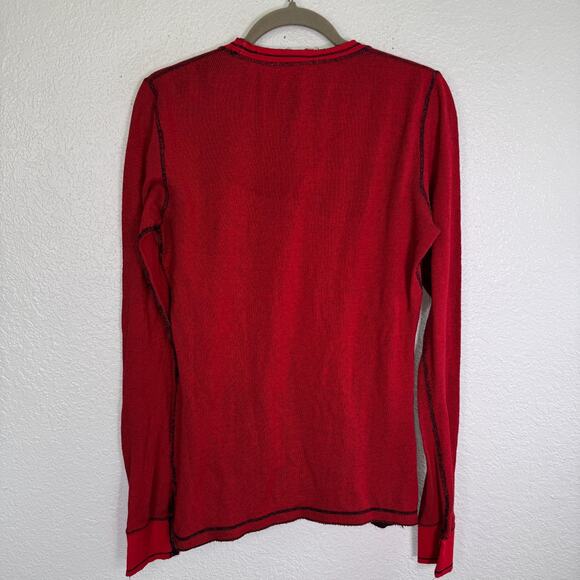 Affliction Thermal Shirt Women XL Reversible Skull Flame Rose Graphic Y2K Grunge - Picture 2 of 13